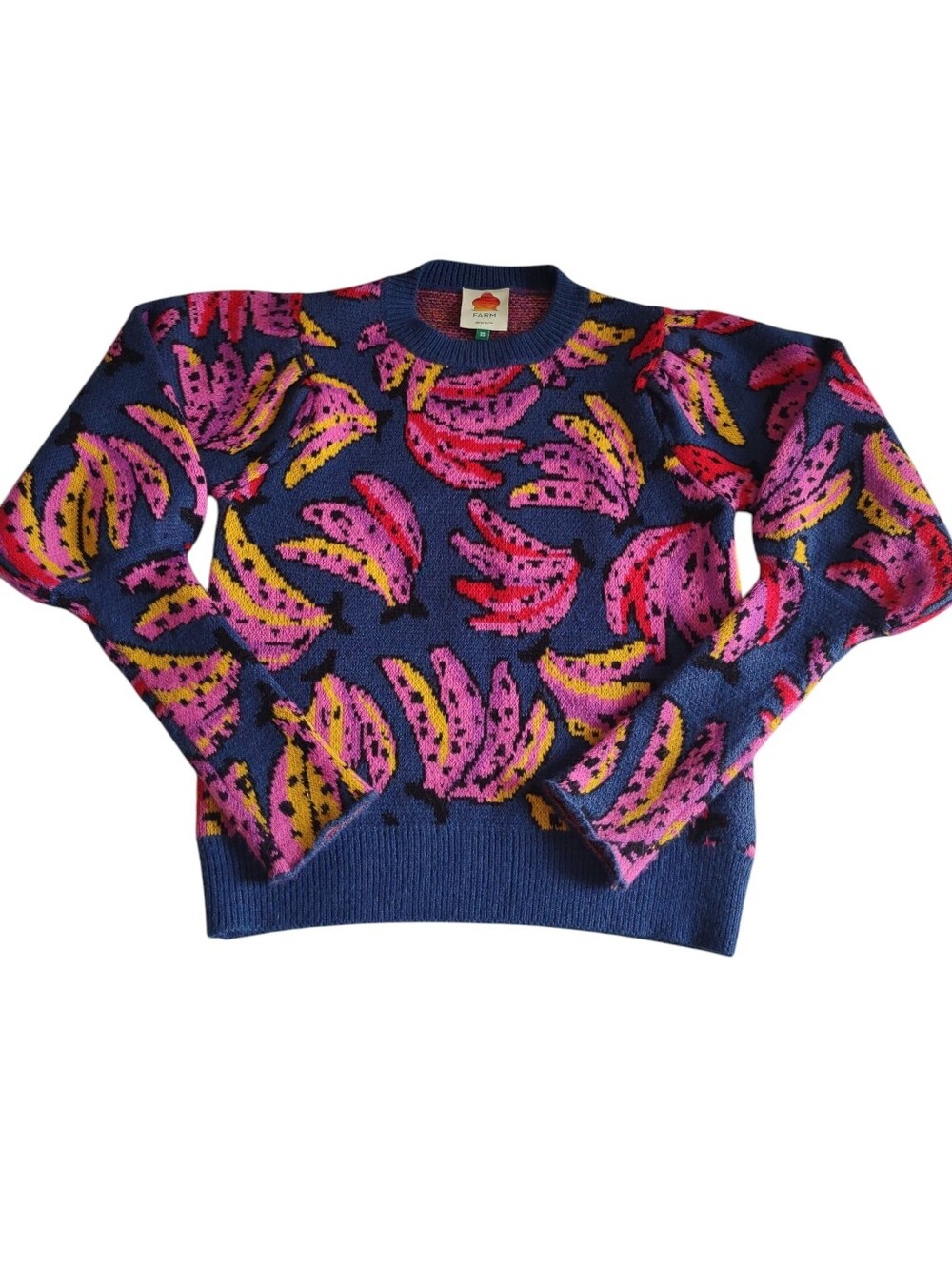 Farm Rio XS Banana Bunch Bishop Sleeve Sweater
